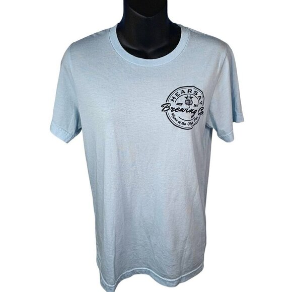 Hearsay Brewing Co. Double Sided Graphic Short Sleeve T Light Blue Men S Unisex - Picture 2 of 8